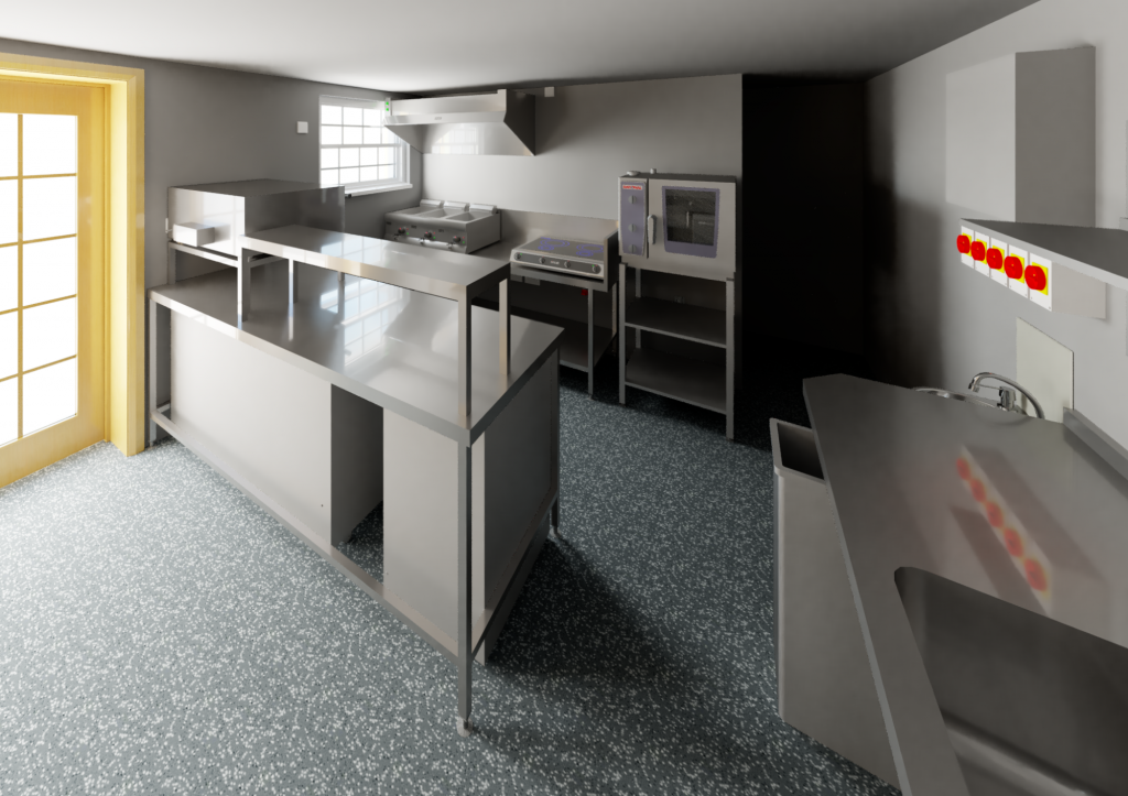 renders of a brand new commercial kitchen for our client, crook and shears