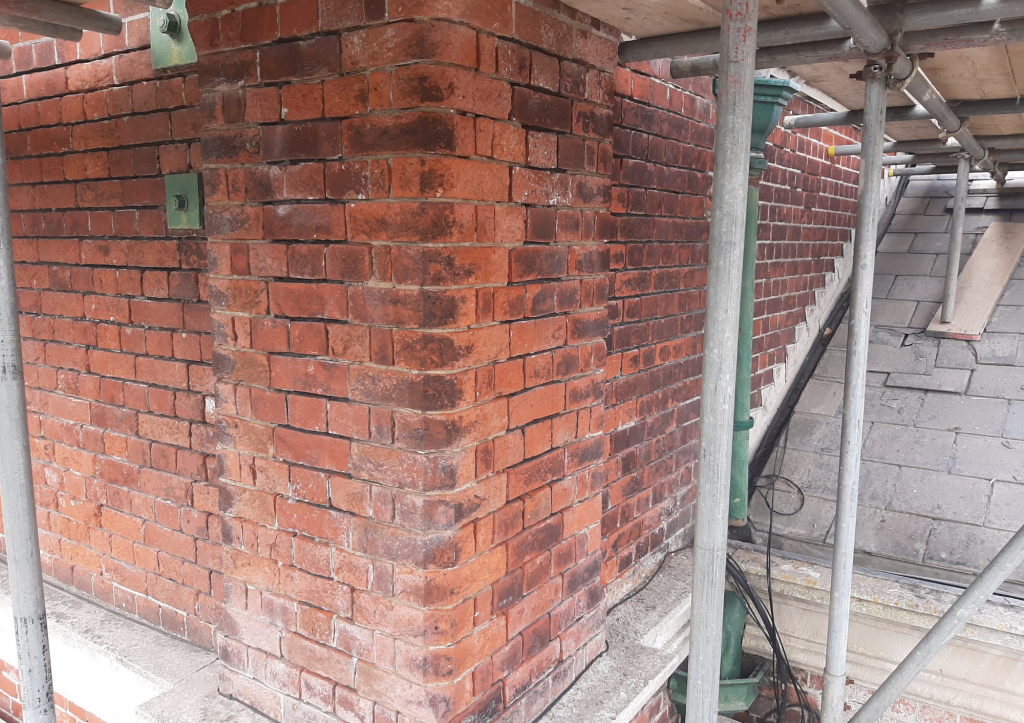 brickwork prepared for restoration works