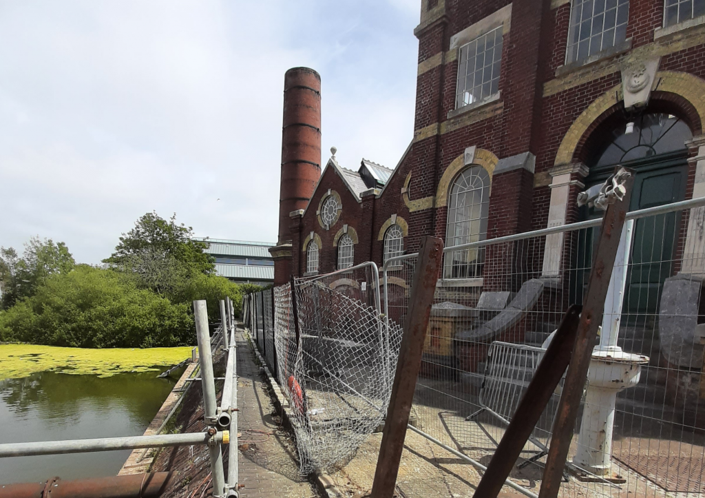 protective mesh around eastney pumping station in need of repair