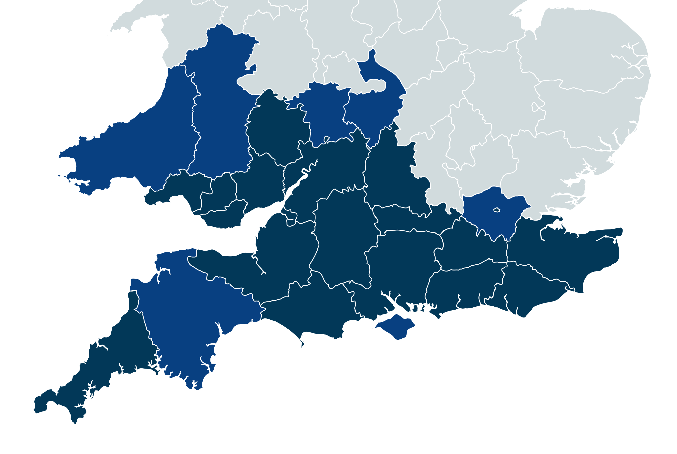 Clickable service coverage map of southern England and Wales